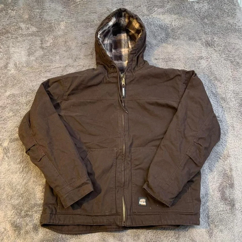 Brown Carhartt Like Blanket‎ lined Workwear hooded jacket